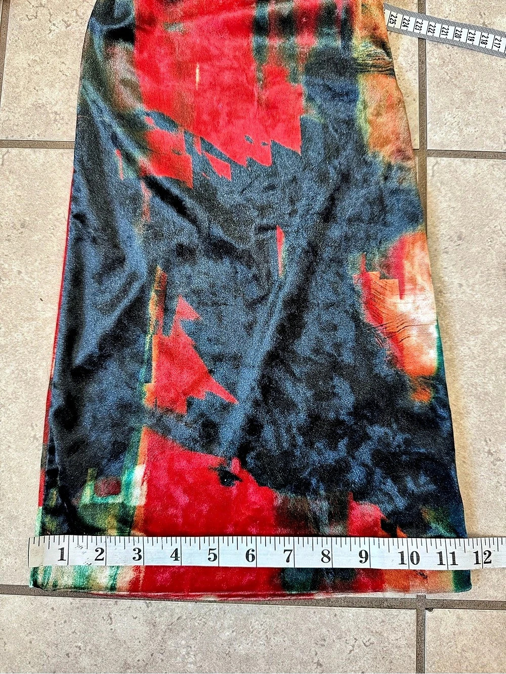 Rendoll Santana Velvet Trousers Abstract Red & Black Flare Pants US 6 Excellent - Picture 12 of 15
